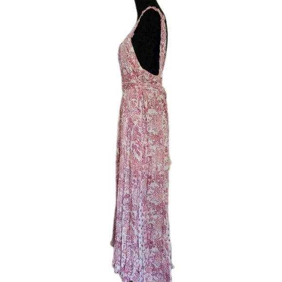 Hemant & Nandita Elegant Pink Patterned Maxi Dress-Size XL - Picture 11 of 17